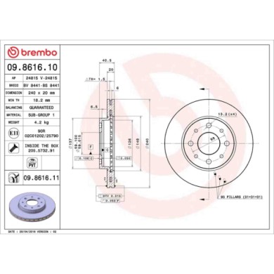 09861610_2.JPG Discofreno Singolo 09.8616.10 BREMBO per FORD FIAT