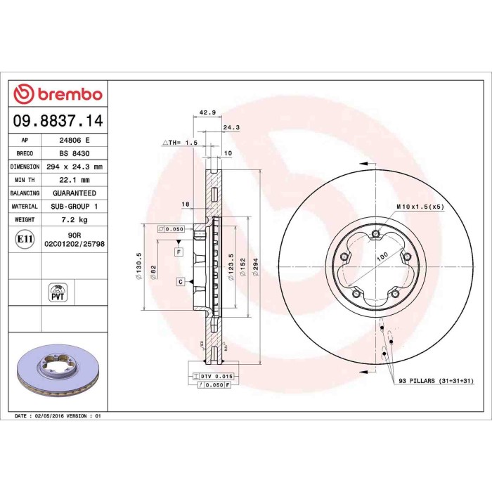 09883714_2.JPG Discofreno Singolo 09.8837.14 BREMBO per FORD
