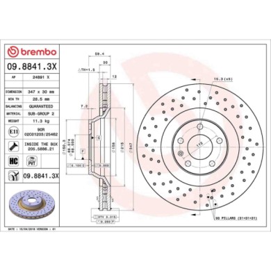 0988413X_2.JPG Discofreno Singolo 09.8841.3X BREMBO per AUDI