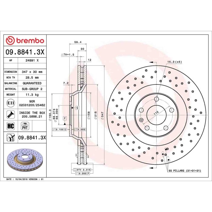 0988413X_2.JPG Discofreno Singolo 09.8841.3X BREMBO per AUDI