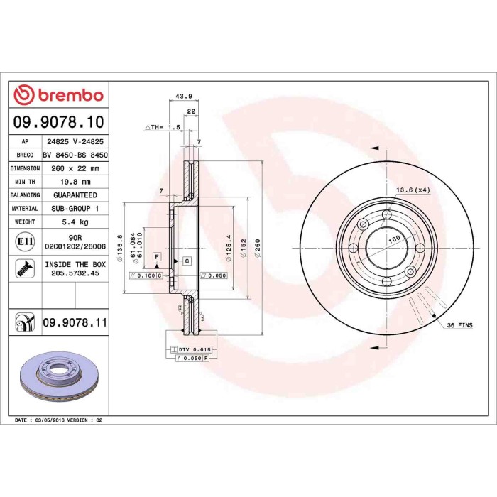 09907810_2.JPG Discofreno Singolo 09.9078.10 BREMBO per RENAULT NISSAN DACIA
