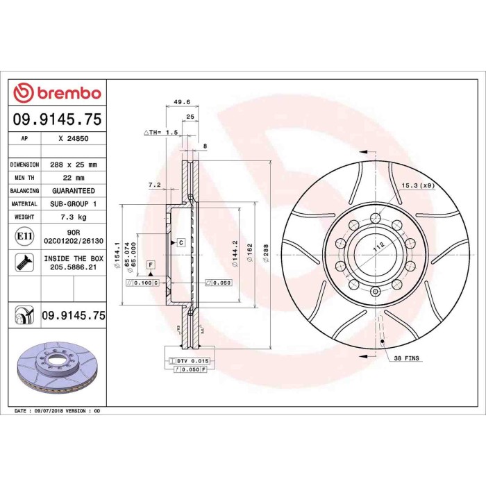 09914575_2.JPG Discofreno Singolo 09.9145.75 BREMBO per AUDI VW SEAT SKODA