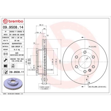 09950811_2.JPG Discofreno Singolo 09.9508.11 BREMBO per VW MERCEDES-BENZ