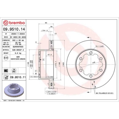 09951014_2.JPG Discofreno Singolo 09.9510.14 BREMBO per VW MERCEDES-BENZ