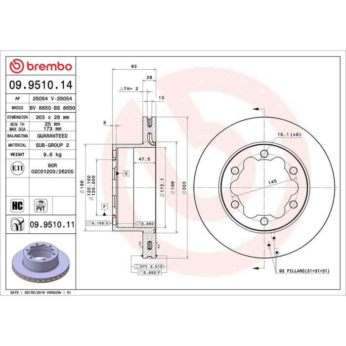 09951014_2.JPG Discofreno Singolo 09.9510.14 BREMBO per VW MERCEDES-BENZ