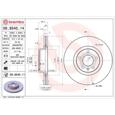 09954011_2.JPG Discofreno Singolo 09.9540.11 BREMBO per AUDI