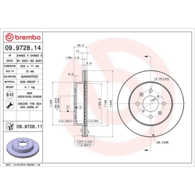 09972814_2.JPG Discofreno Singolo 09.9728.14 BREMBO per OPEL SUZUKI SUBARU