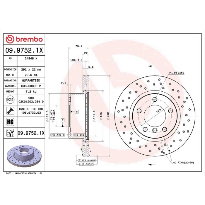 0997521X_2.JPG Discofreno Singolo 09.9752.1X BREMBO per BMW