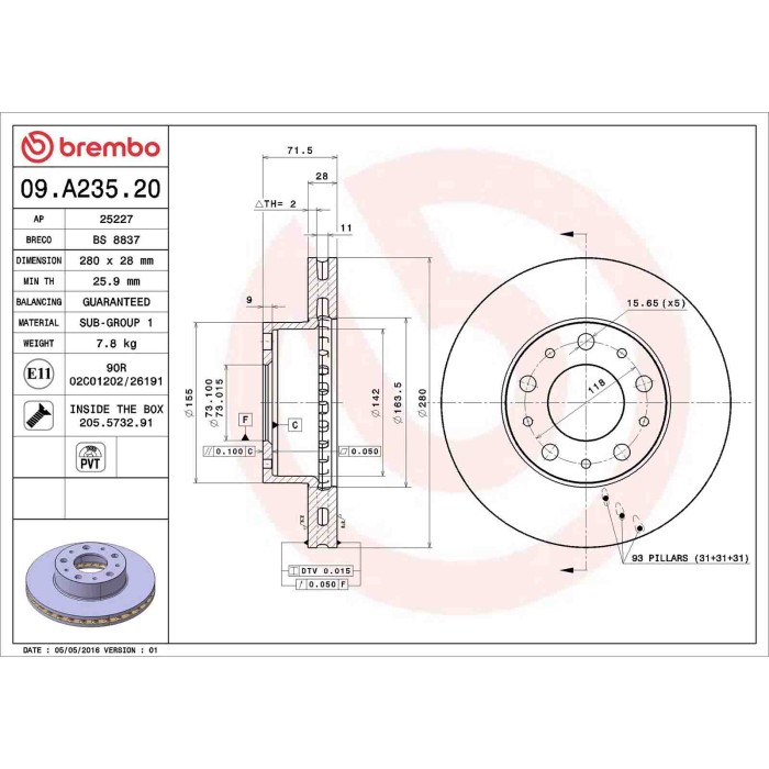 09A23520_2.JPG Discofreno Singolo 09.A235.20 BREMBO per PEUGEOT CITROEN FIAT MAZDA