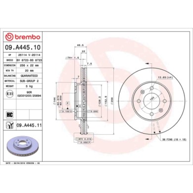 09A44510_2.JPG Discofreno Singolo 09.A445.10 BREMBO per HYUNDAI KIA