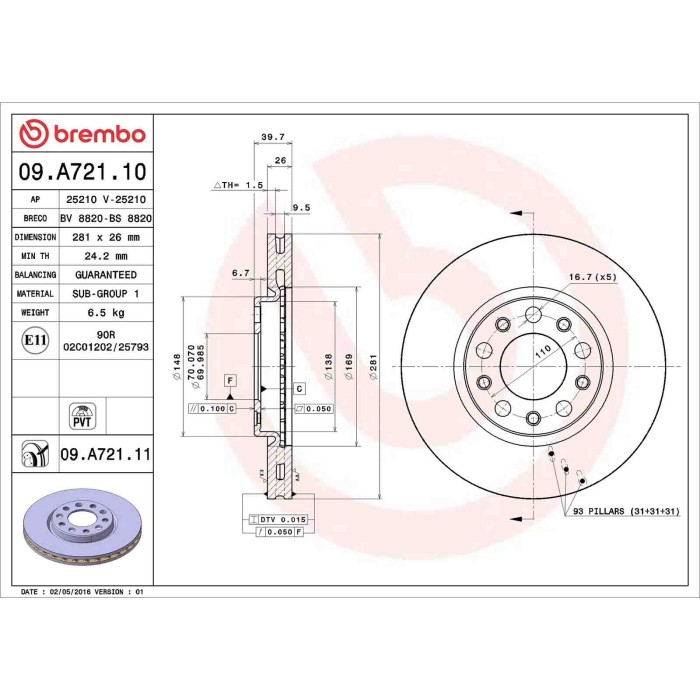 09A72111_2.JPG Discofreno Singolo 09.A721.11 BREMBO per FIAT JEEP ALFA ROMEO