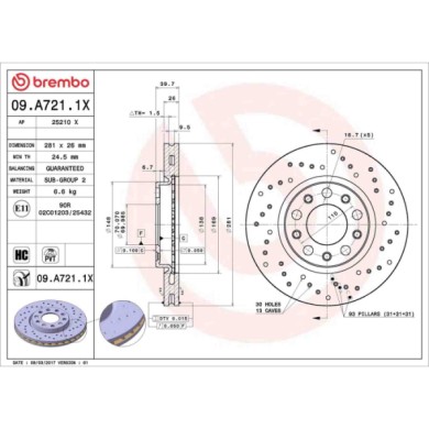 09A7211X_2.JPG Discofreno Singolo 09.A721.1X BREMBO per FIAT JEEP ALFA ROMEO