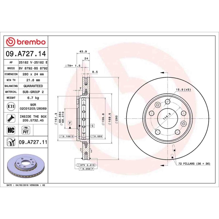 09A72711_2.JPG Discofreno Singolo 09.A727.11 BREMBO per RENAULT NISSAN DACIA