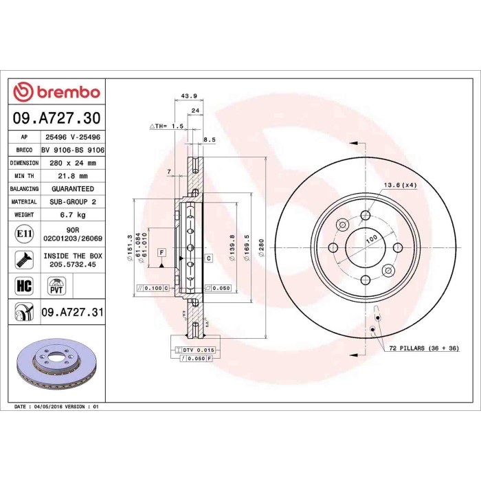 09A72731_2.JPG Discofreno Singolo 09.A727.31 BREMBO per RENAULT DACIA