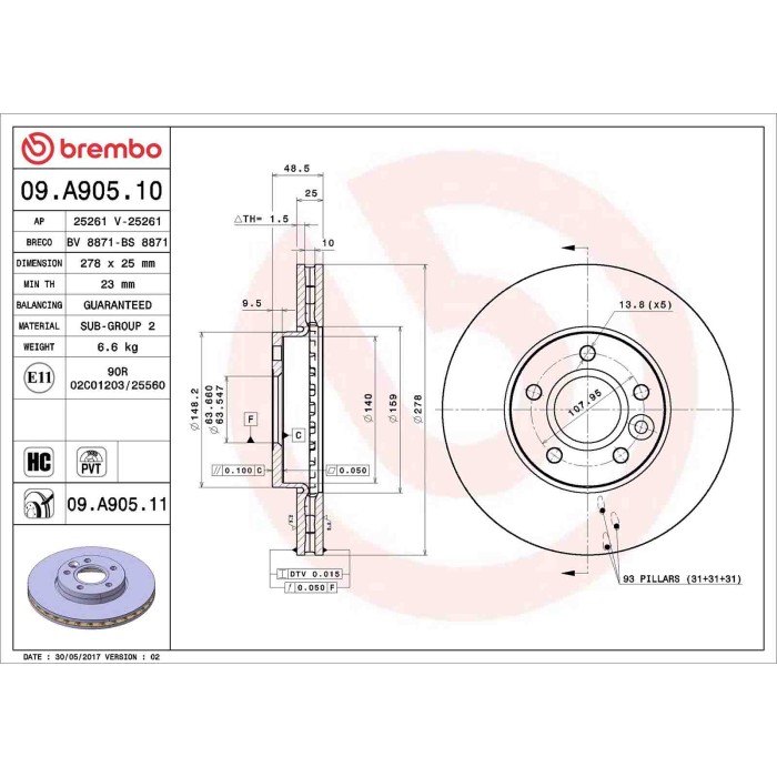 09A90511_2.JPG Discofreno Singolo 09.A905.11 BREMBO per FORD VOLVO