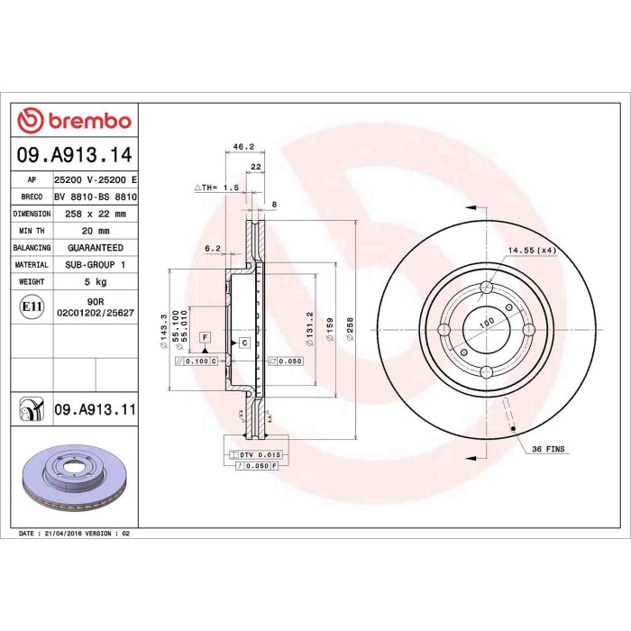 09A91311_2.JPG Discofreno Singolo 09.A913.11 BREMBO per TOYOTA DAIHATSU