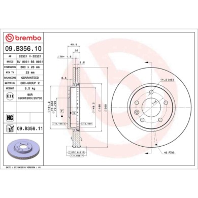09B35611_2.JPG Discofreno Singolo 09.B356.11 BREMBO per OPEL CHEVROLET VAUXHALL