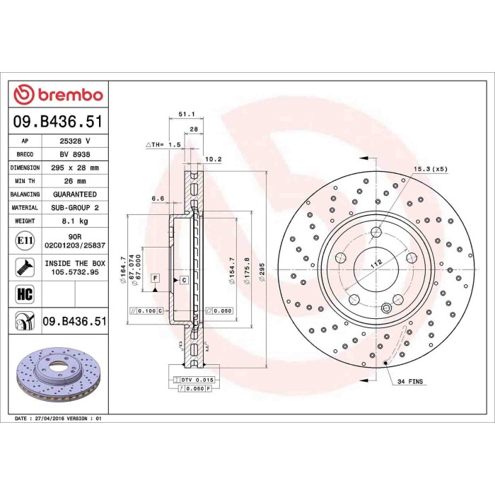 09B43651_2.JPG Discofreno Singolo 09.B436.51 BREMBO per MERCEDES-BENZ
