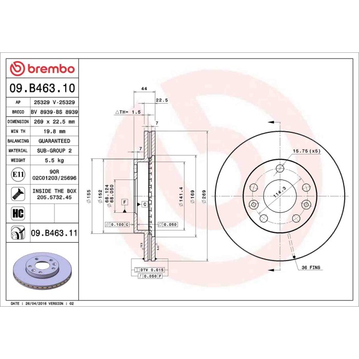 09B46311_2.JPG Discofreno Singolo 09.B463.11 BREMBO per RENAULT NISSAN DACIA
