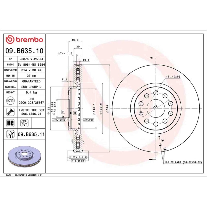 09B63511_2.JPG Discofreno Singolo 09.B635.11 BREMBO per VW SEAT SKODA