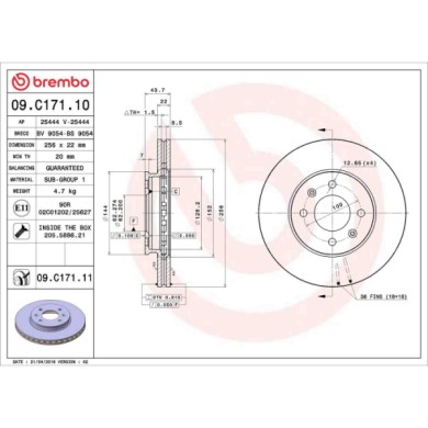 09C17111_2.JPG Discofreno Singolo 09.C171.11 BREMBO per HYUNDAI KIA