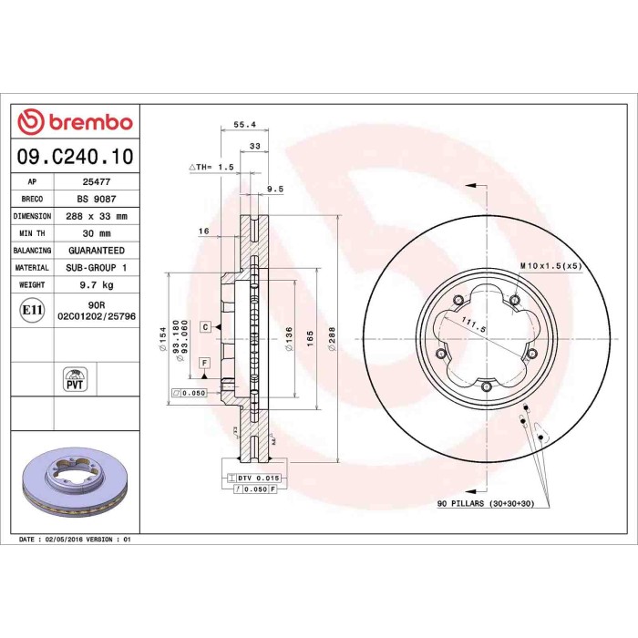 09C24010_2.JPG Discofreno Singolo 09.C240.10 BREMBO per FORD