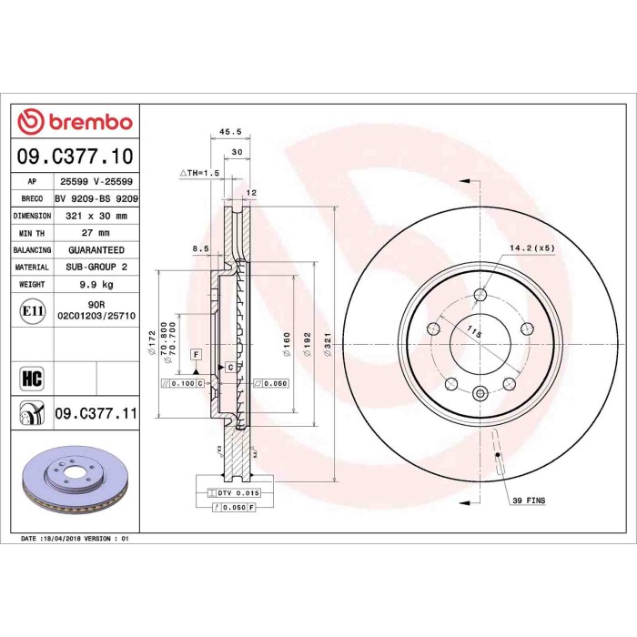 09C37711_2.JPG Discofreno Singolo 09.C377.11 BREMBO per OPEL VAUXHALL