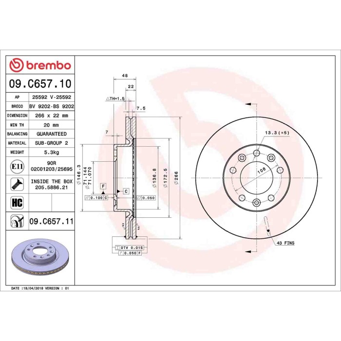 09C65711_2.JPG Discofreno Singolo 09.C657.11 BREMBO per PEUGEOT