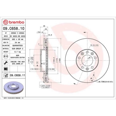 09C65811_2.JPG Discofreno Singolo 09.C658.11 BREMBO per PEUGEOT CITROEN OPEL