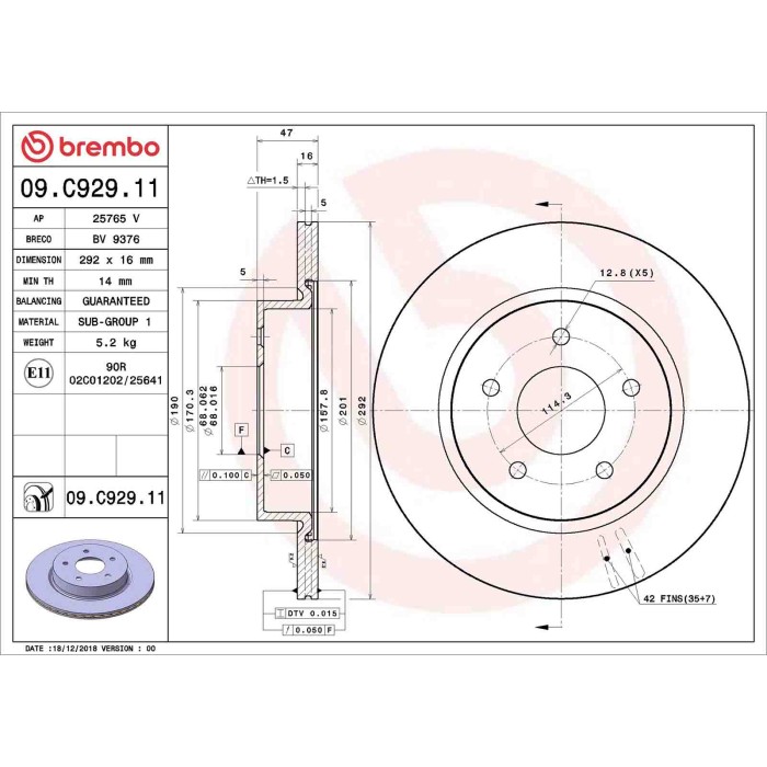 09C92911_2.JPG Discofreno Singolo 09.C929.11 BREMBO per RENAULT NISSAN