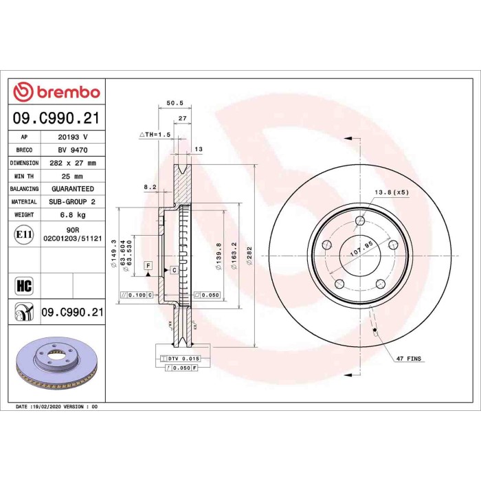 09C99021_2.JPG Discofreno Singolo 09.C990.21 BREMBO per FORD