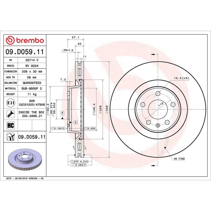 09D05911_2.JPG Discofreno Singolo 09.D059.11 BREMBO per AUDI