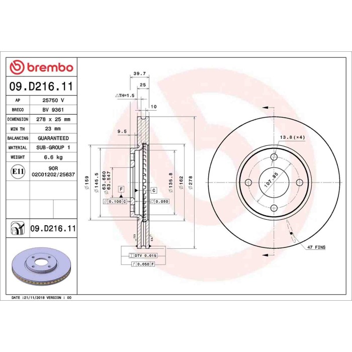 09D21611_2.JPG Discofreno Singolo 09.D216.11 BREMBO per FORD