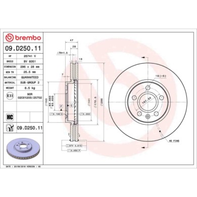 NEUTRO.jpg Discofreno Singolo 09.D250.11 BREMBO per VOLVO