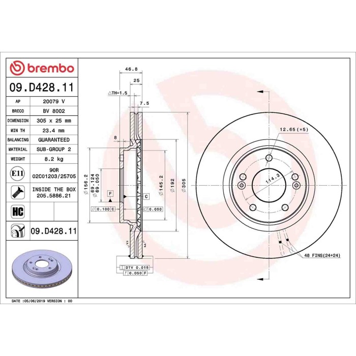09D42811_2.JPG Discofreno Singolo 09.D428.11 BREMBO per HYUNDAI KIA