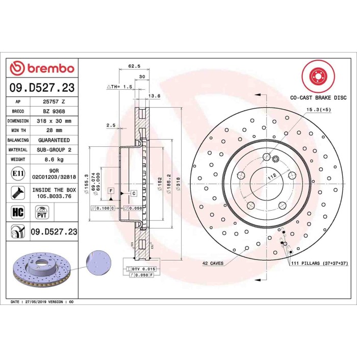 NEUTRO.jpg Discofreno Singolo 09.D527.23 BREMBO per MERCEDES-BENZ