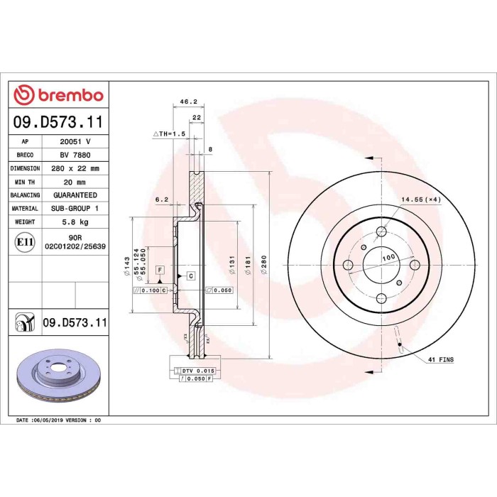 09D57311_2.JPG Discofreno Singolo 09.D573.11 BREMBO per TOYOTA