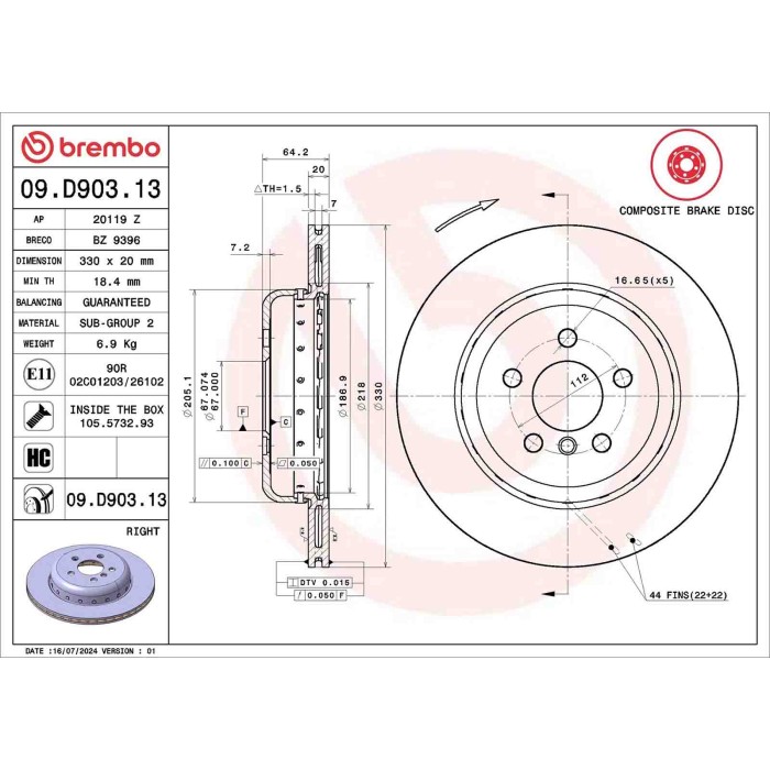 09D90313_2.JPG Discofreno Singolo 09.D903.13 BREMBO per BMW TOYOTA