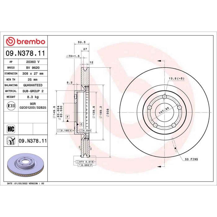 09N37811_2.JPG Discofreno Singolo 09.N378.11 BREMBO per FORD