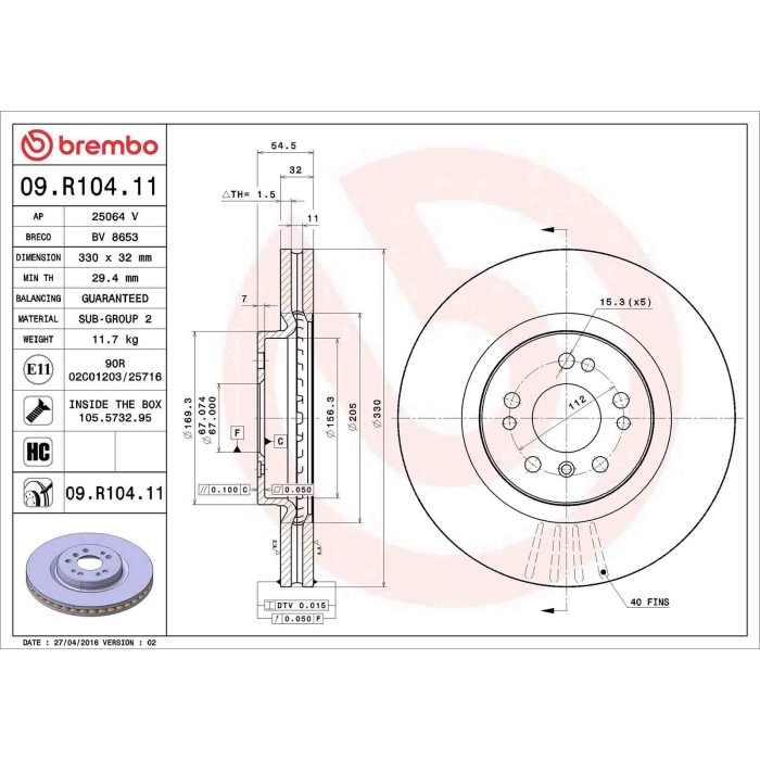 09R10411_2.JPG Discofreno Singolo 09.R104.11 BREMBO per MERCEDES-BENZ