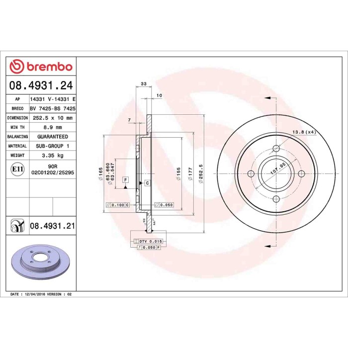 08493124_2.JPG Coppia Dischi Freno 08.4931.24 BREMBO per FORD TVR