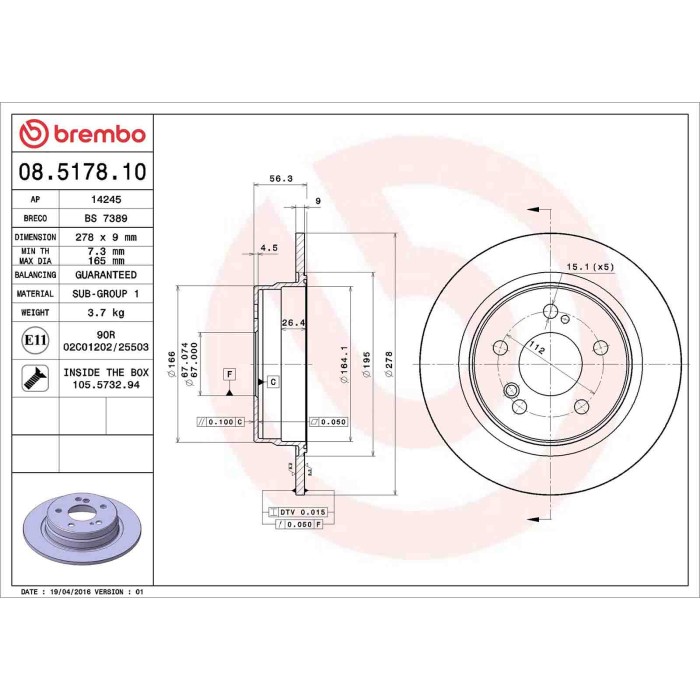 08517810_2.JPG Coppia Dischi Freno 08.5178.10 BREMBO per MERCEDES-BENZ