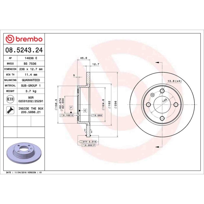 08524324_2.JPG Coppia Dischi Freno 08.5243.24 BREMBO per VW SKODA