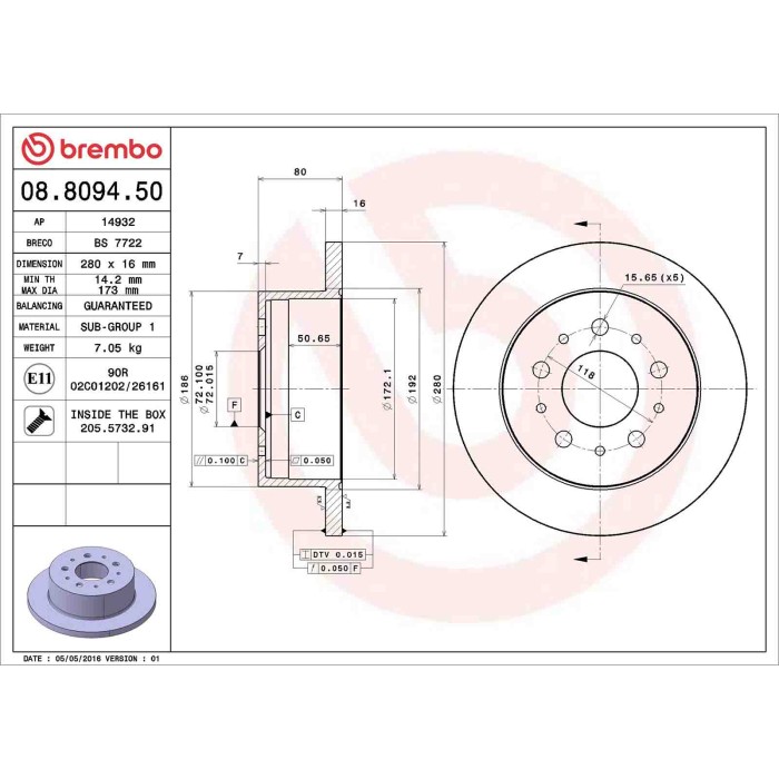 08809450_2.JPG Coppia Dischi Freno 08.8094.50 BREMBO per PEUGEOT CITROEN FIAT