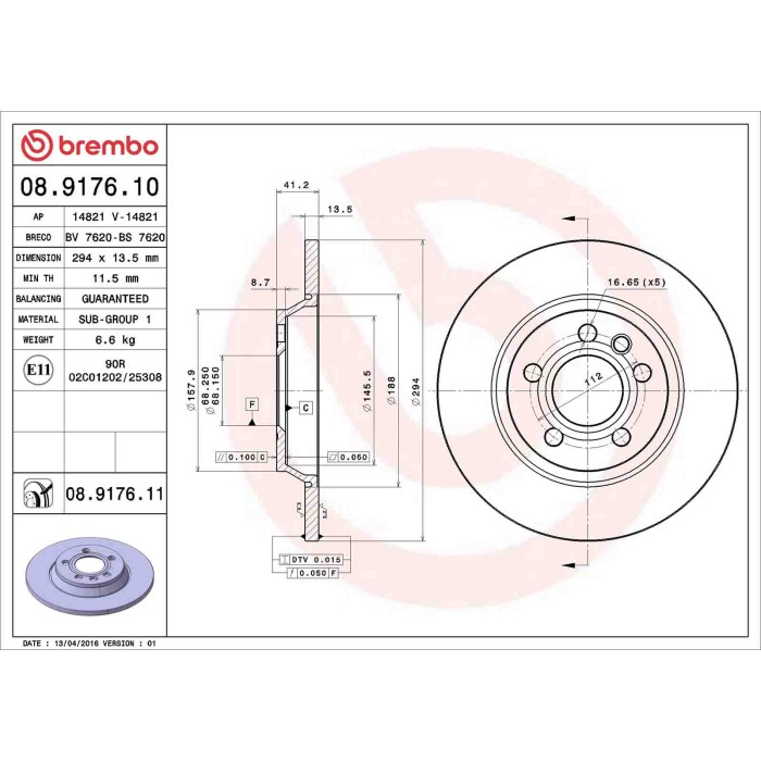 08917610_2.JPG Coppia Dischi Freno 08.9176.10 BREMBO per VW FORD SEAT