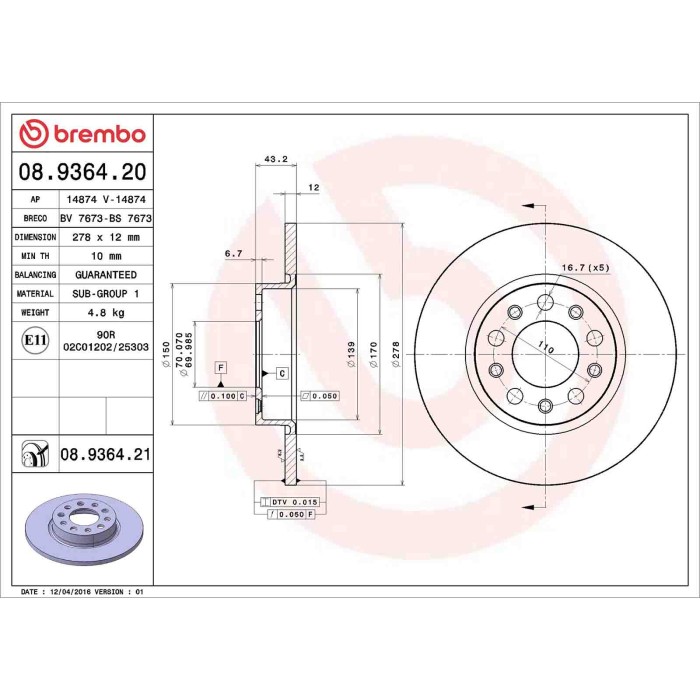 08936420_2.JPG Coppia Dischi Freno 08.9364.20 BREMBO per FIAT JEEP ALFA ROMEO