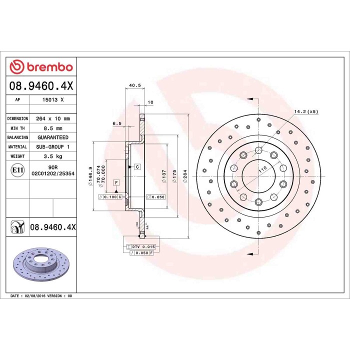 0894604X_2.JPG Coppia Dischi Freno 08.9460.4X BREMBO per ALFA ROMEO