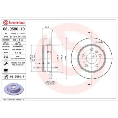 08958011_2.JPG Coppia Dischi Freno 08.9580.11 BREMBO per MERCEDES-BENZ