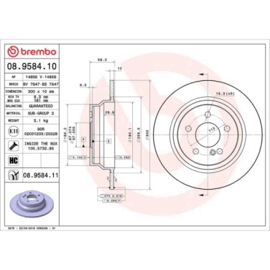 08958411_2.JPG Coppia Dischi Freno 08.9584.11 BREMBO per MERCEDES-BENZ