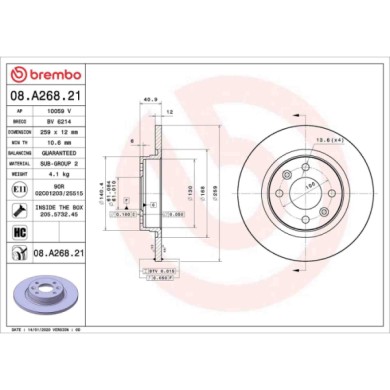 08A26821_2.JPG Coppia Dischi Freno 08.A268.21 BREMBO per RENAULT DACIA